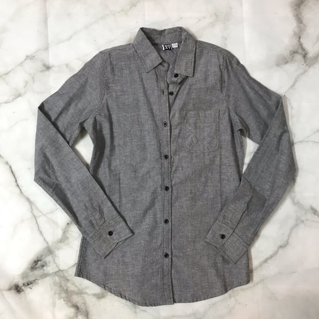 Roxy Gray Button Down Top